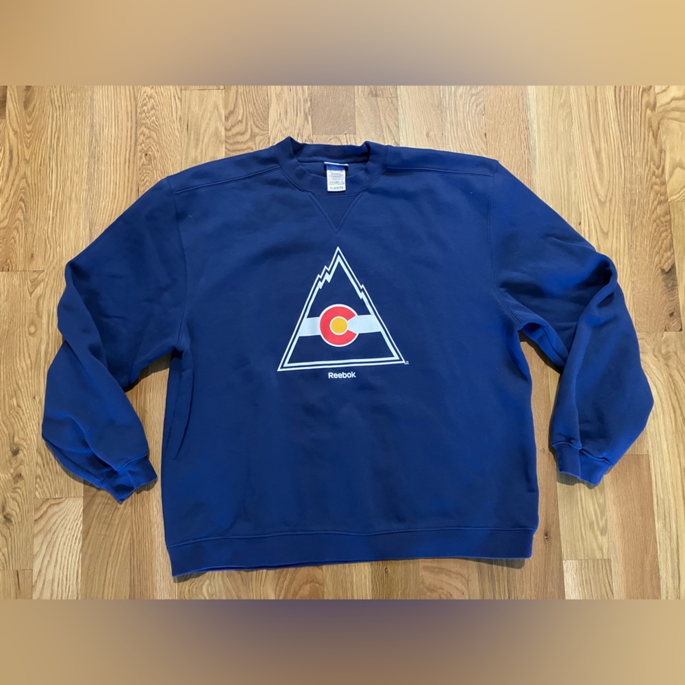 Reebok Navy Colorado Avalanche Crewneck Sweatshirt